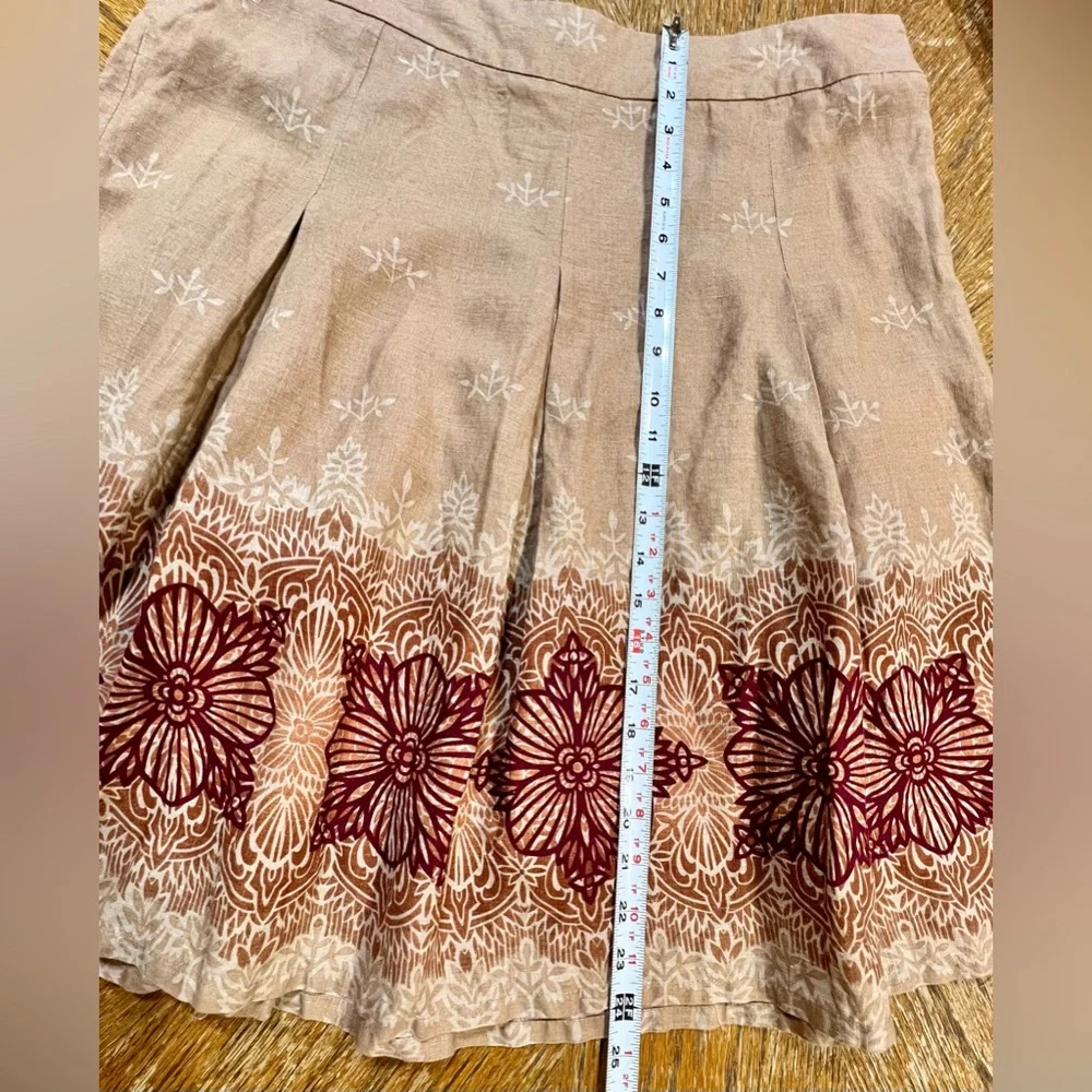 Earthy henna tattoo mandala tribal skirt 100% linen midi‎ mini pleated plus size - Picture 11 of 11
